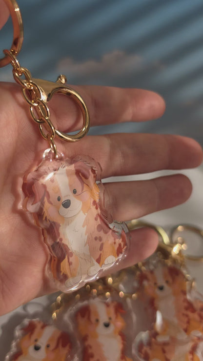 Aussie Shepherd Keychain - Red Merle - 035