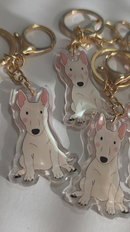 Bull Terrier Keychain - White - 040