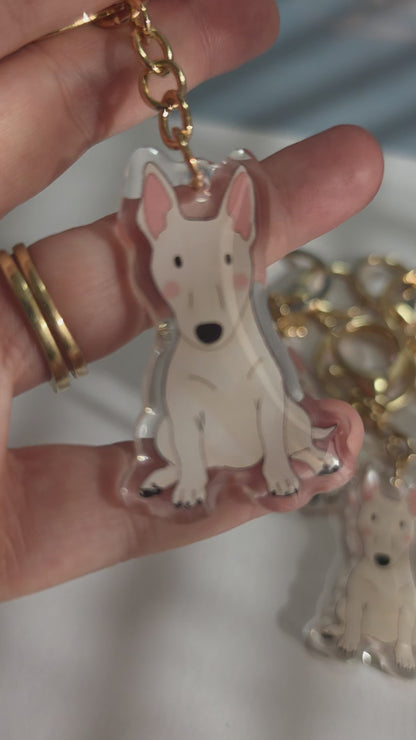 Bull Terrier Keychain - White - 040