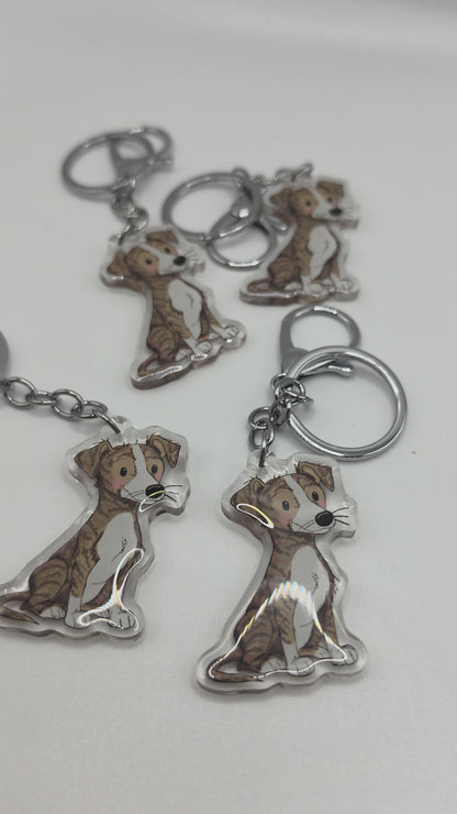 Greyhound - Whippet Keychain - Brindle - 144