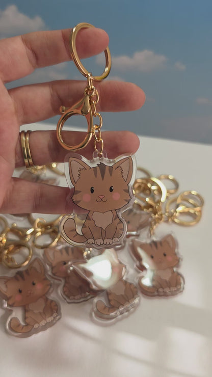 Cat Keychain - Brown - 085