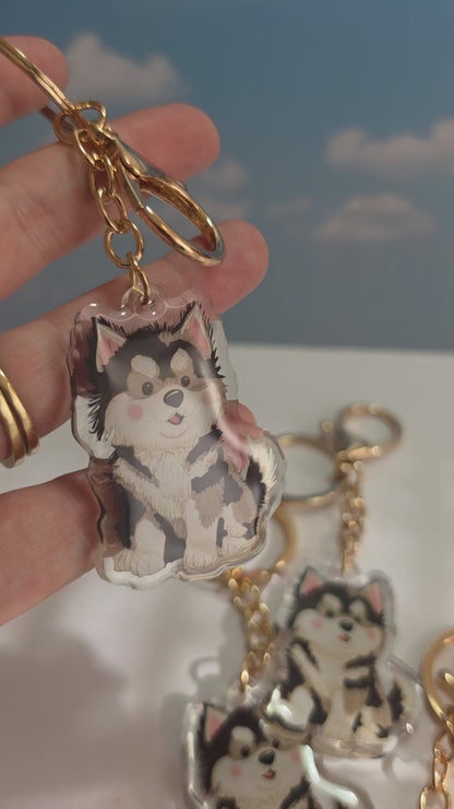 Husky Keychain - Black and White - 076