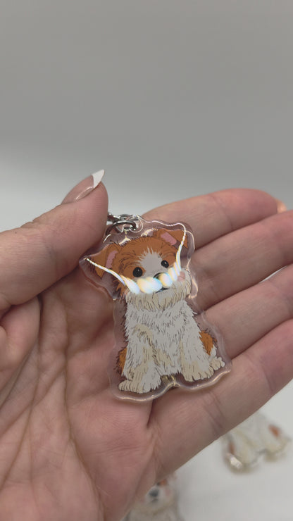Jack Russell Keychain - Rough Coat - Tan & White - 145