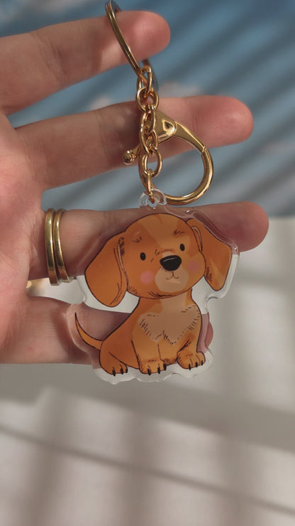 Dachshund Keychain - Cream - 012
