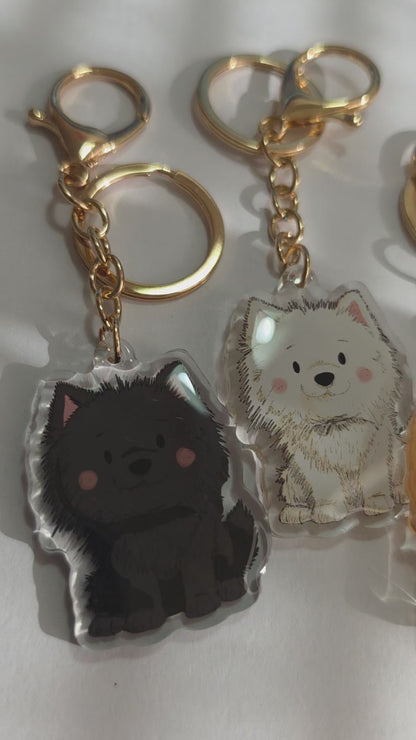 Pomeranian Keychain - Black - 054