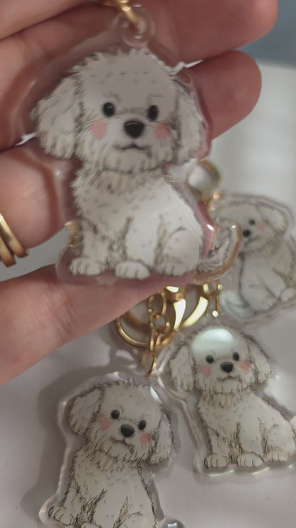 Bichon Frise Keychain - White - 058