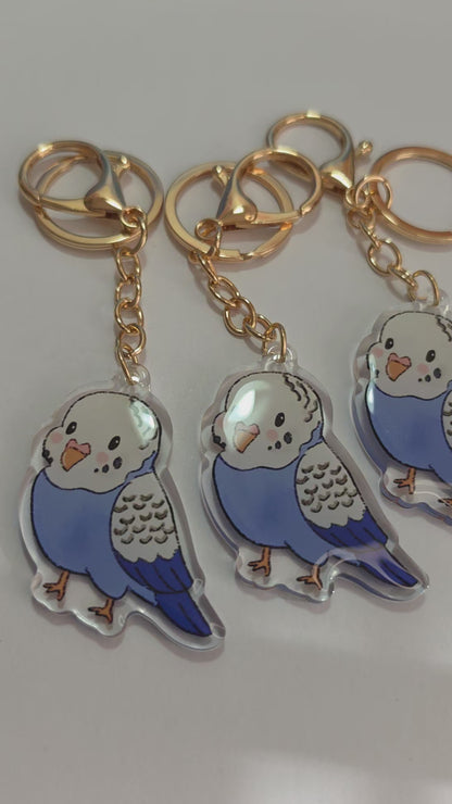 Budgie Keychain - Blue - 091
