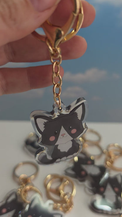 Cat Keychain - Tuxedo - 087