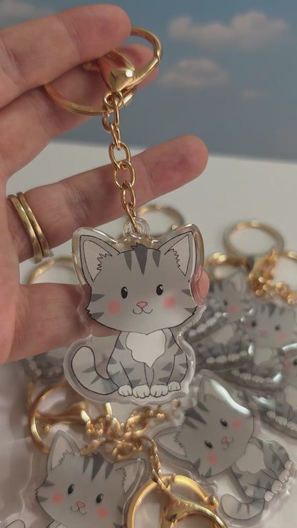 Cat Keychain - Grey - 081