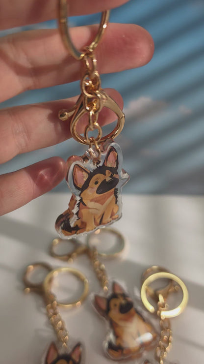 German Shepherd Keychain - Tan and Black - 023