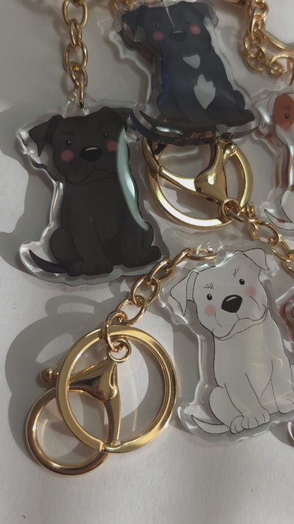 Amstaff / Pit Bull Keychain - Black & White - 132