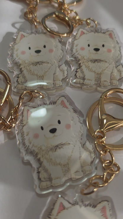 Pomeranian Keychain - White - 056