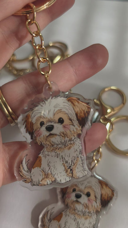Shih Tzu Keychain - White - 059