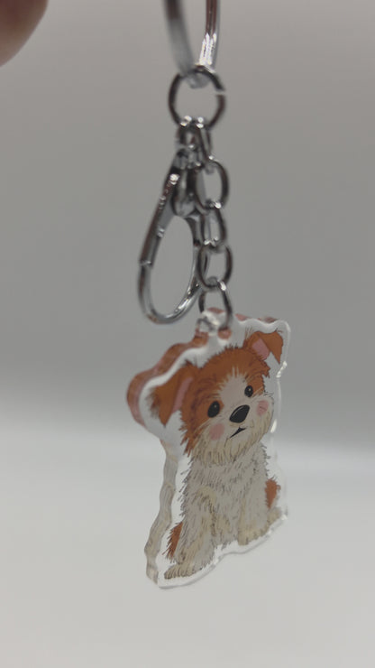Jack Russell Keychain - Rough Coat - Tan & White - 145