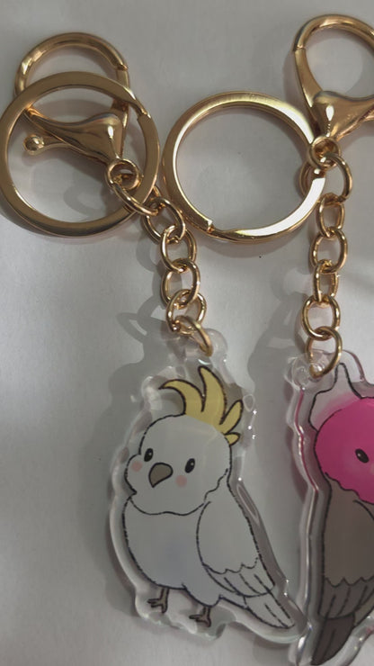 Cockatiel Keychain - Grey and Yellow - 092