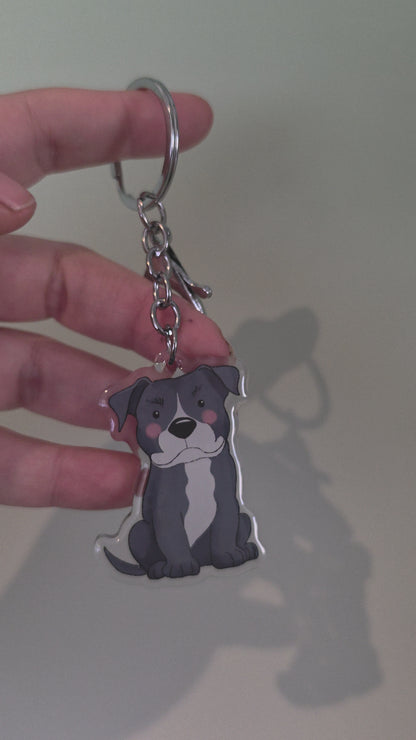 Amstaff / Pit Bull Keychain - Blue & White - 128