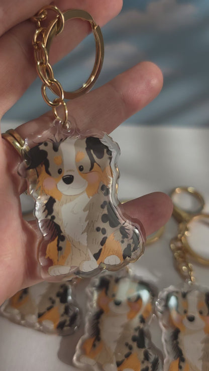 Aussie Shepherd Keychain - Blue Merle - 036