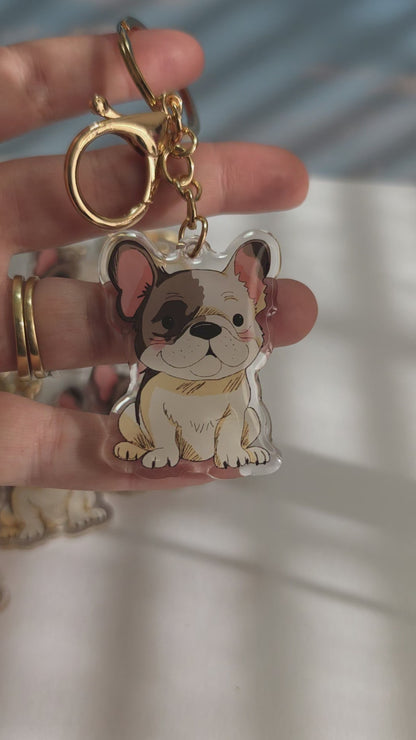 French Bulldog Keychain - Cream - 046