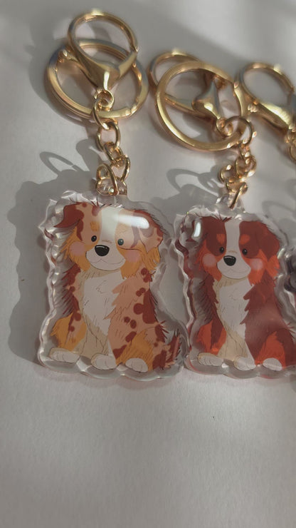 Aussie Shepherd Keychain - Black Tricolour - 033