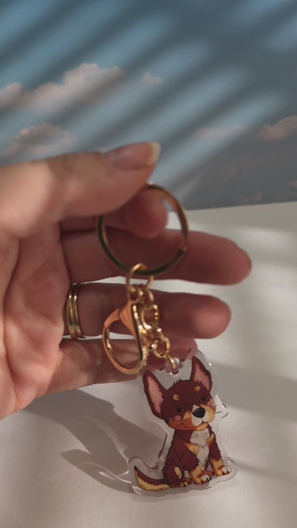 Kelpie Keychain - Red Tricolour - 028