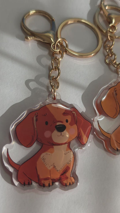 Dachshund Keychain - Cream - 012
