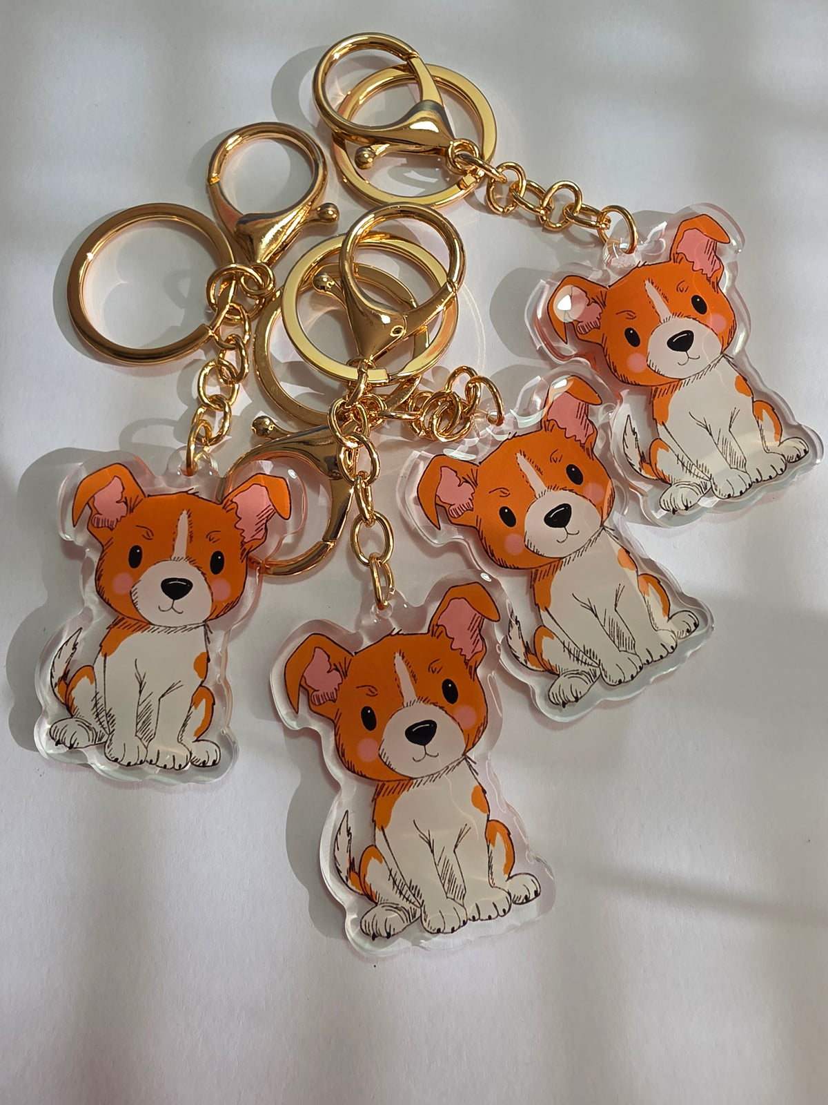 Jack Russell Terrier Keychain - White and Tan - 070
