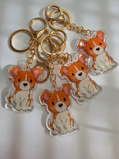 Jack Russell Terrier Keychain - White and Tan - 070