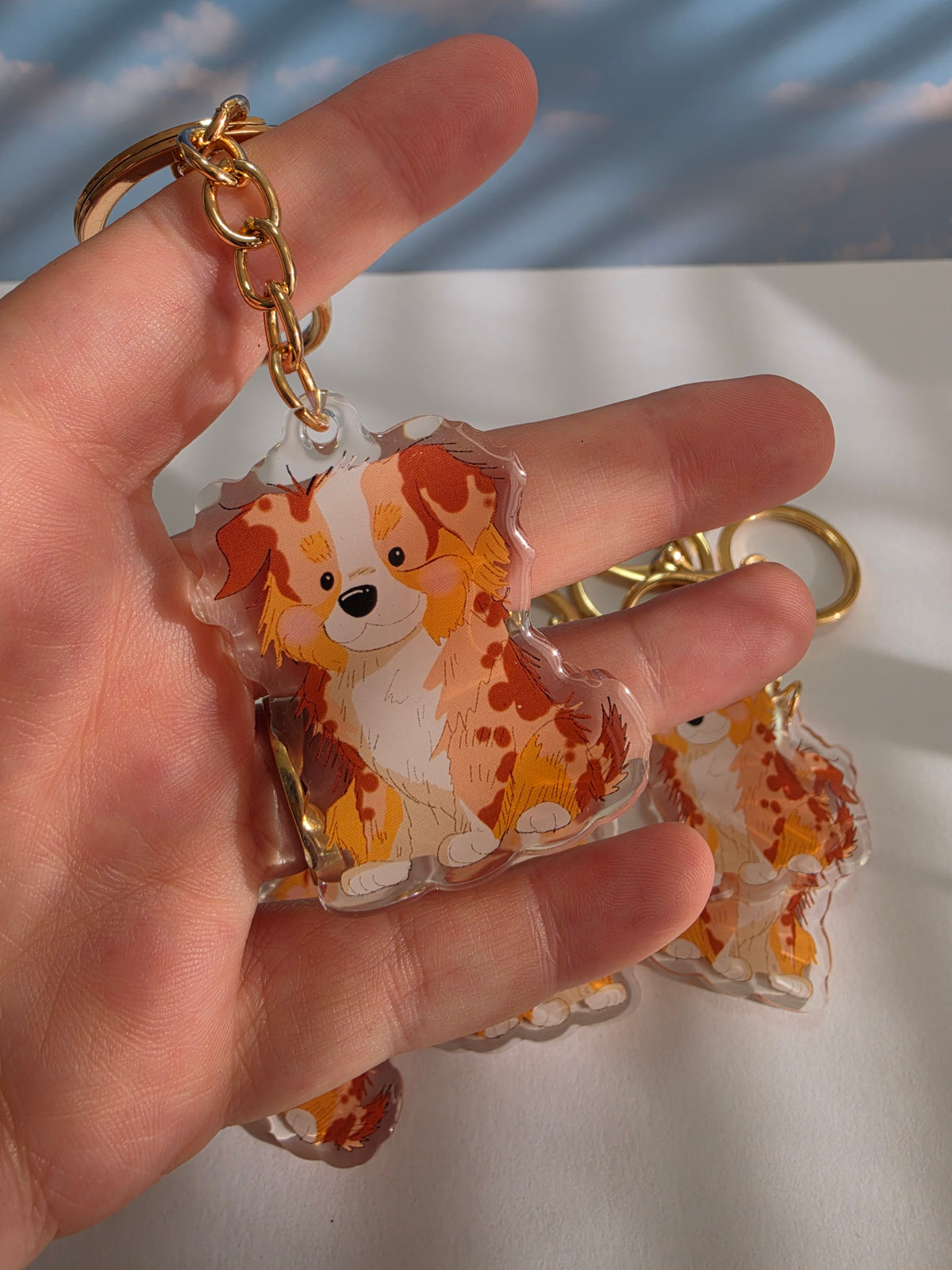 Aussie Shepherd Keychain - Red Merle - 035