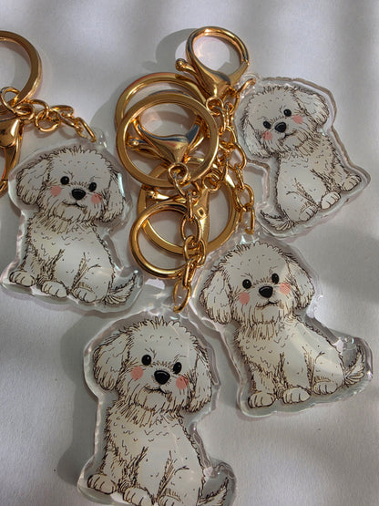 Bichon Frise Keychain - White - 058