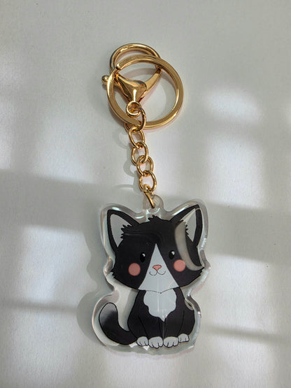 Cat Keychain - Tuxedo - 087