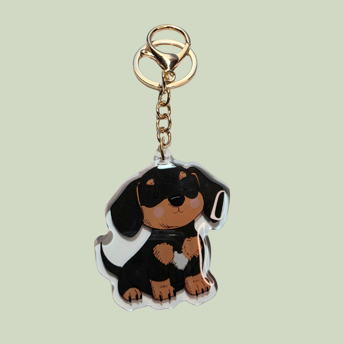 Dachshund Keychain - Black and Tan - 010