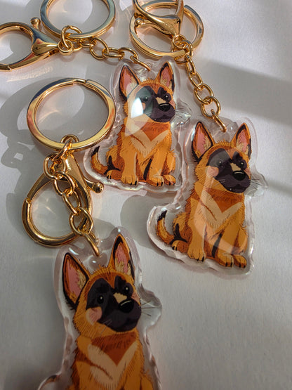 Belgian Malinois Keychain - Tan and Black - 022