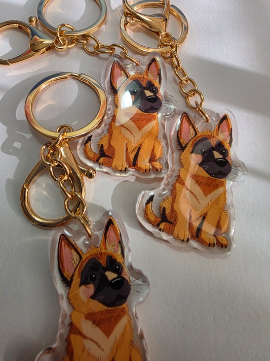 Belgian Malinois Keychain - Tan and Black - 022
