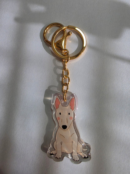 Bull Terrier Keychain - White - 040