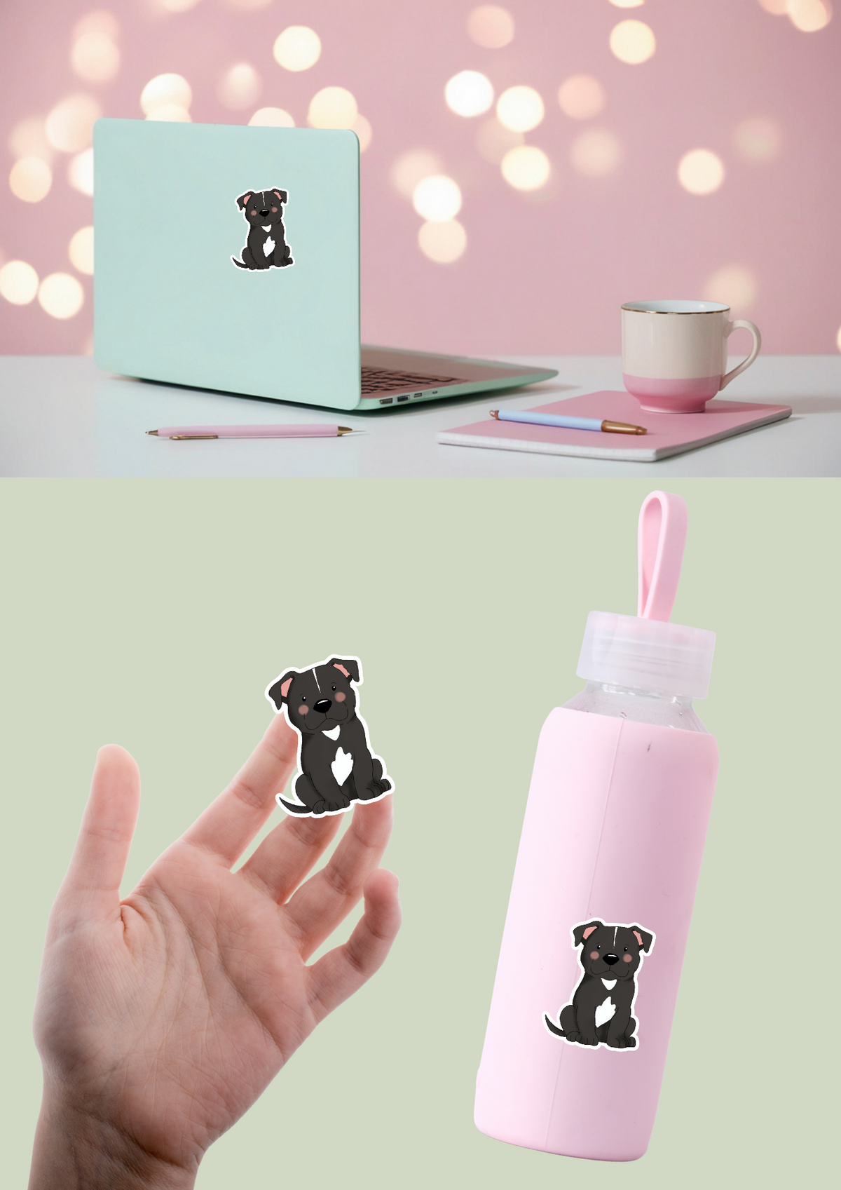 Amstaff / Pit Bull Sticker - Black & White - 132