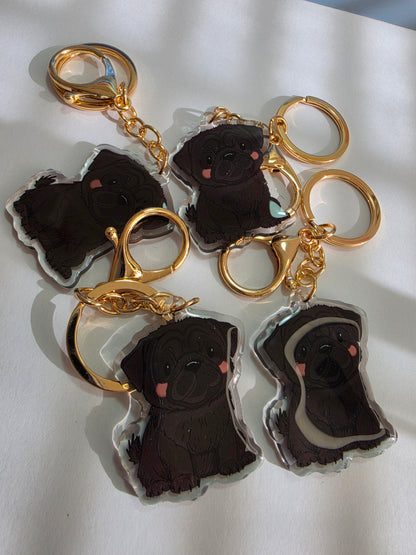 Pug Keychain - Black - 047