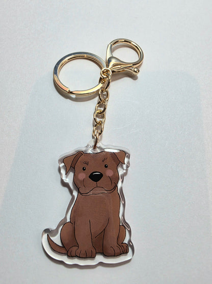 Amstaff / Pit Bull Keychain - Fawn - 123