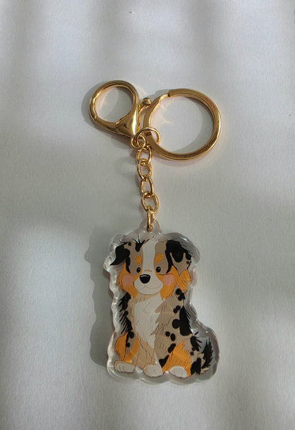Aussie Shepherd Keychain - Blue Merle - 036