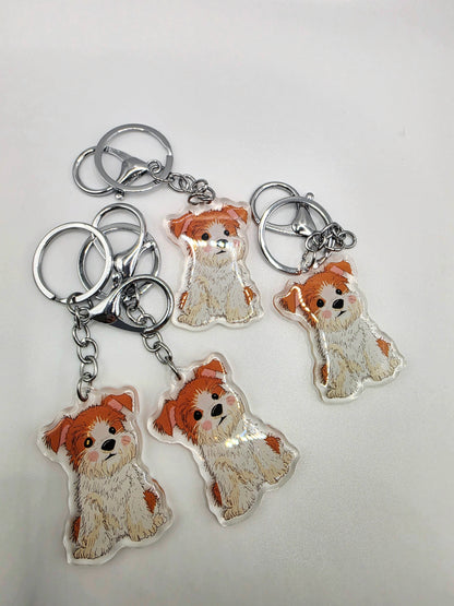Jack Russell Keychain - Rough Coat - Tan & White - 145