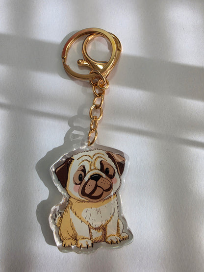 Pug Keychain - Cream - 048