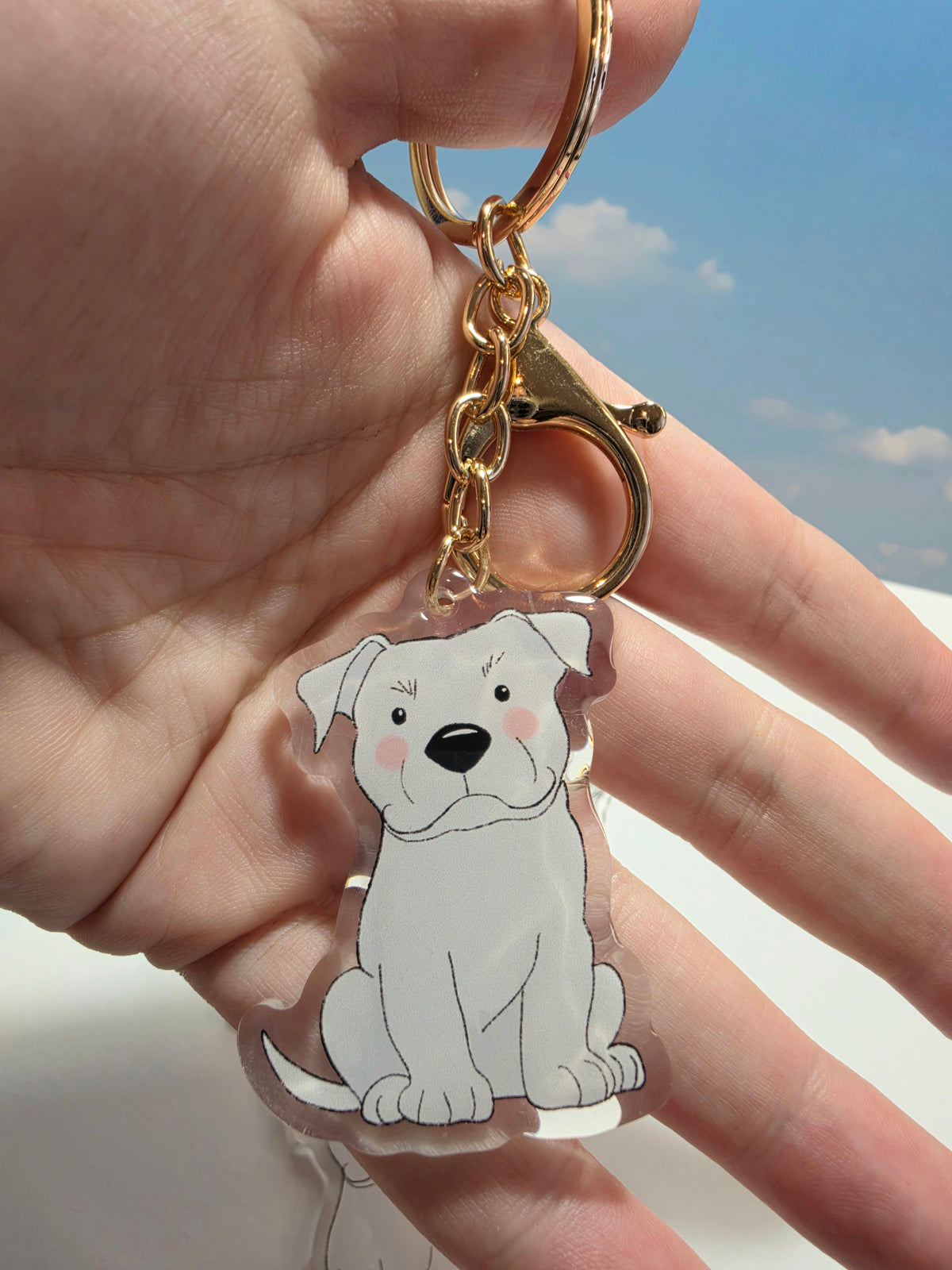 Amstaff / Pit Bull Keychain - White - 129