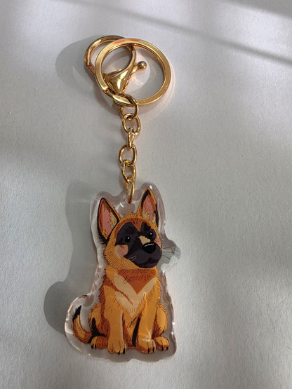Belgian Malinois Keychain - Tan and Black - 022