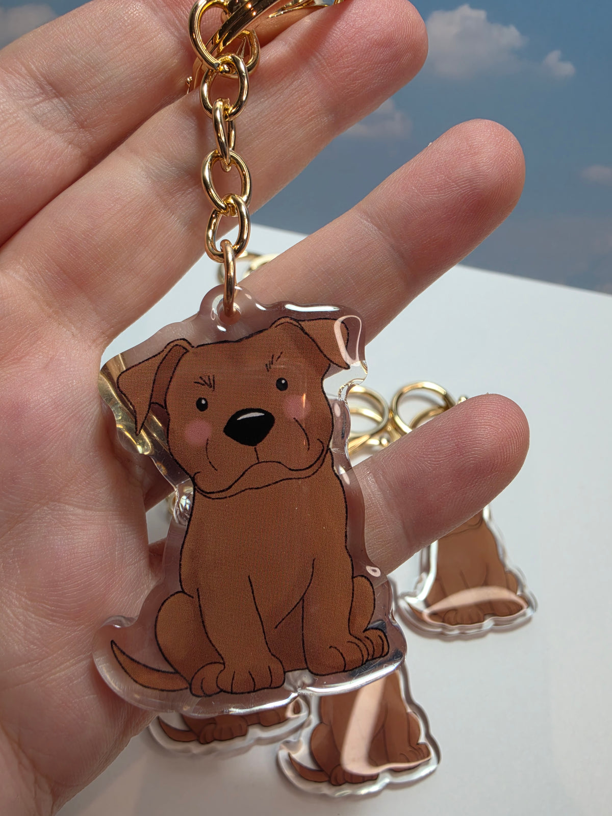Amstaff / Pit Bull Keychain - Fawn - 123