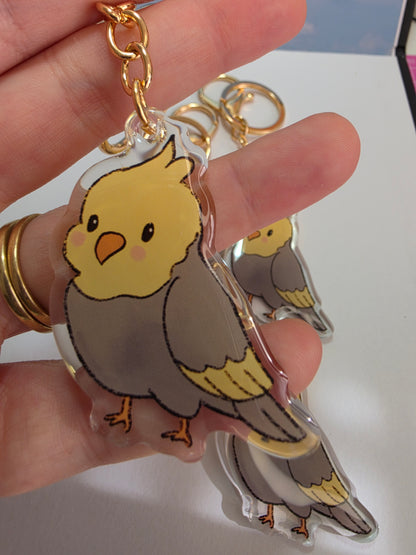 Cockatiel Keychain - Grey and Yellow - 092