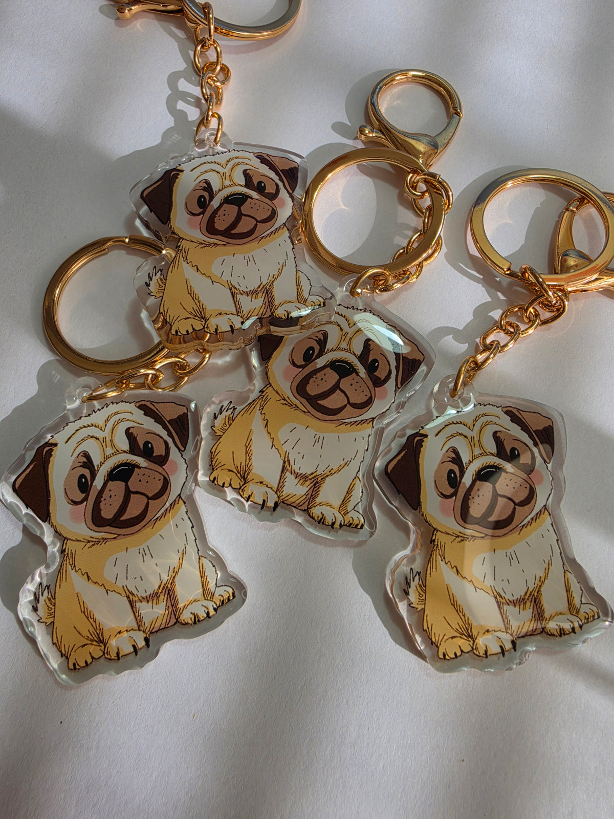 Pug Keychain - Cream - 048