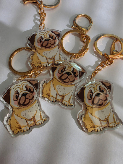 Pug Keychain - Cream - 048