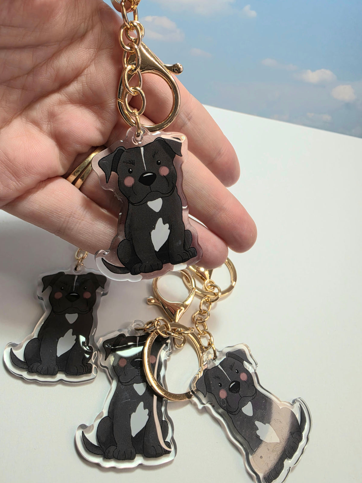Pet Keychain 001 - Tuxedo - Staffordshire Bull Terrier