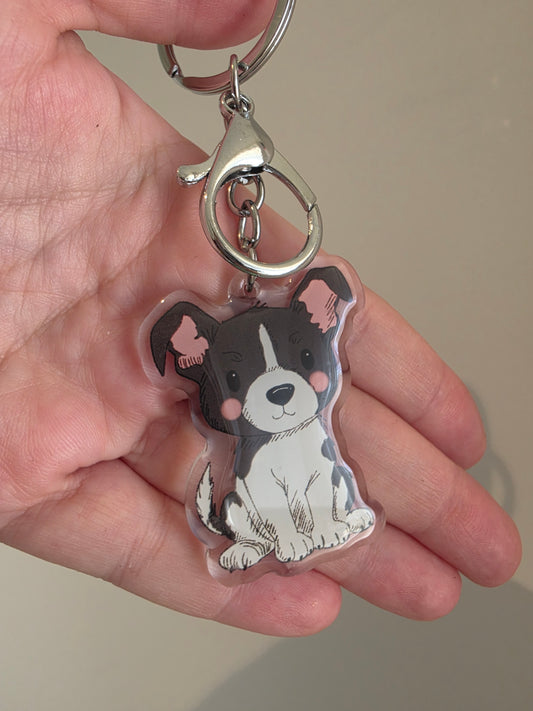 Jack Russell Terrier Keychain - Black and White - 108