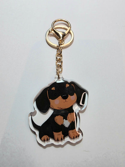 Dachshund Keychain - Black and Tan - 010