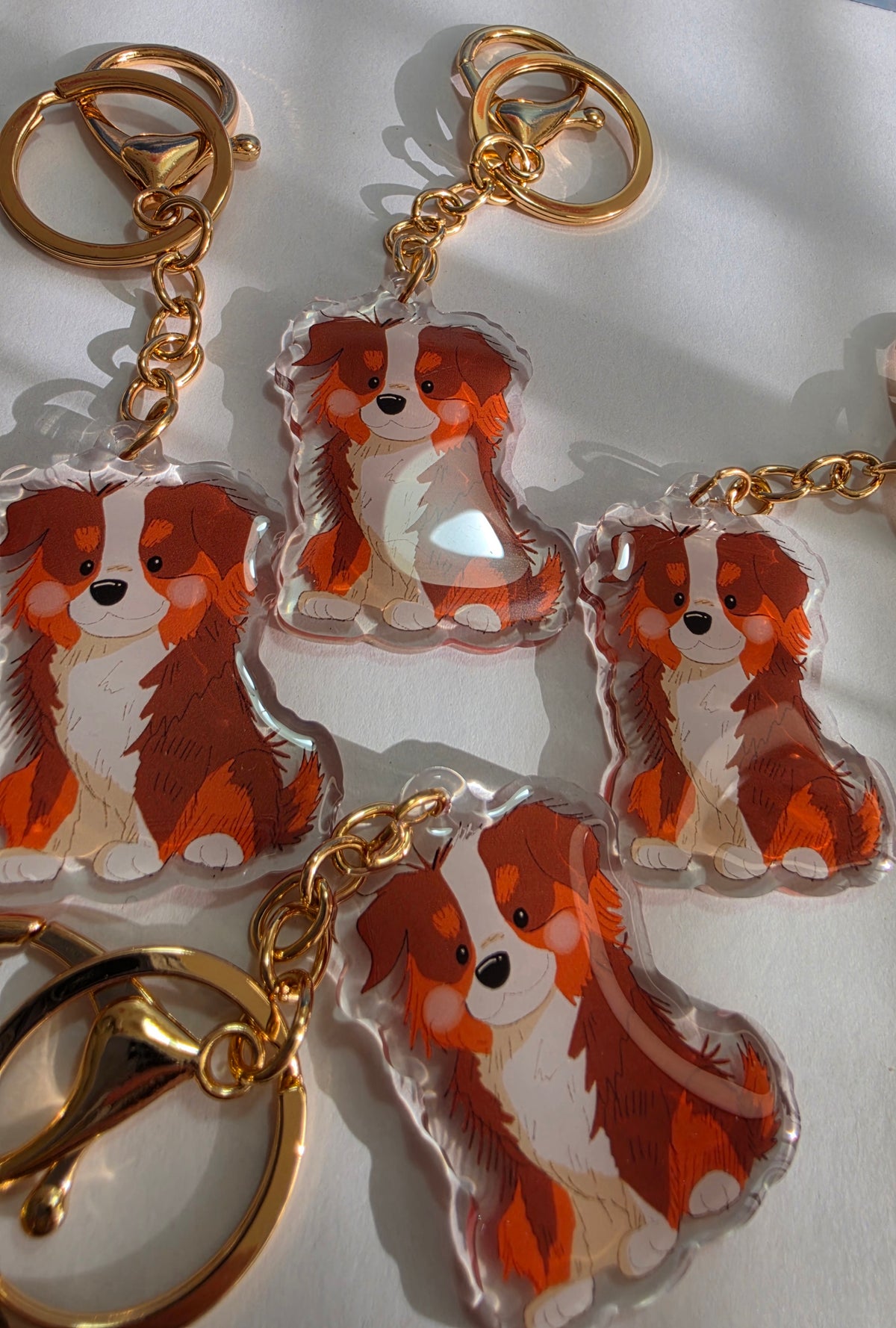 Aussie Shepherd Keychain - Red Tricolour - 034